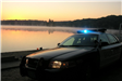 A police cruiser at dusk